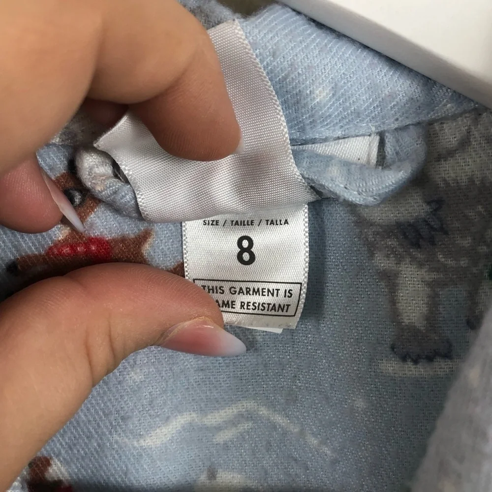Pottery Barn Kids Rudolph Reindeer Button Pajama Top Size 8 Christmas Santa